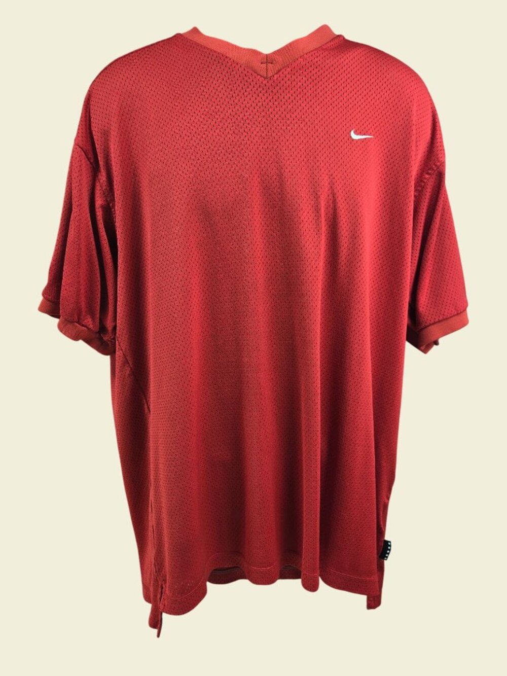 Nike Vintage Red Mesh V-Neck Athletic T-shirt Size Large